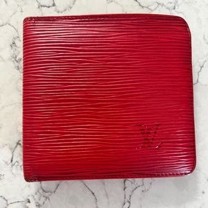 Louis Vuitton Red Epi Bi-Fold Wallet